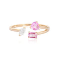 New Arrived 18K Gold Plated Baguette Cute Ruby Open 925 Sterling Silver Women's Adjustable Rings
