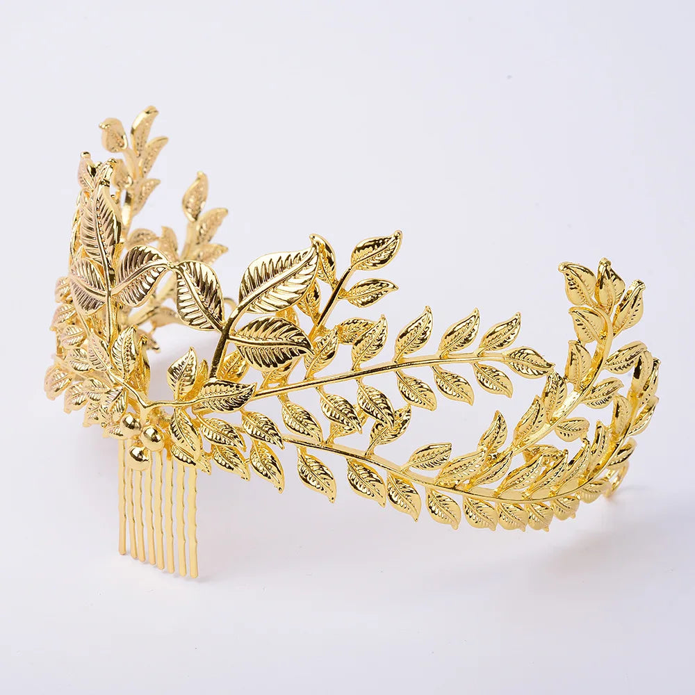 Baroque Noble Bride Headdress Gold Leaf Crown Dress Banquet Leaf Shape Hair Accessories Tiaras