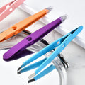 Heart Handle Slanted Tip Stainless Steel Rust-Proof Eyebrow Eyelash Tweezers with Custom Logo and Free Sample