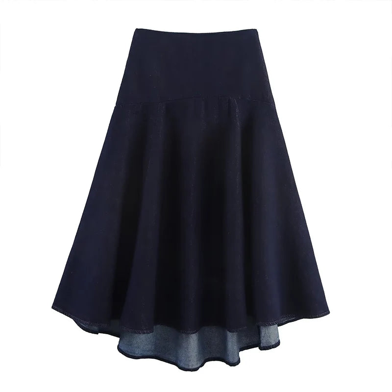 ZATRHMBM Autumn Women's Clothing 2025 New Fashion Series Denim Midi Skirt Retro Casual Mid-waist Versatile Slim Women's Skirt