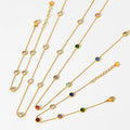 Stainless Steel Multicolored Layering Round Bezel Diamond Station Necklace Gold Wedding Engagement Choker Crystal Jewelry Gifts