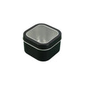 Black Square Tinplate Cookie & Cake Tin with Clear Lid Window Top Custom Size Embossed Design for Candy & Chocolate Storage