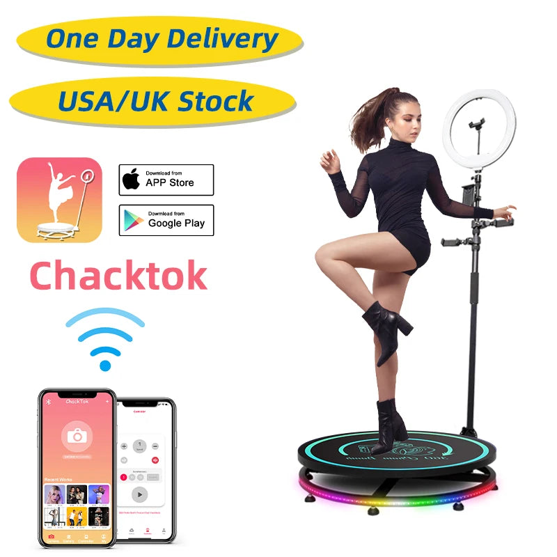 MWE US Stock Supports Chacktok 360 Photo Booth 68/57cm 22.5/26.8 Inch Fast Delivery Local After-Sales Service