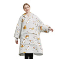 Wearable Blanket Hoodies Oversized Hoodie Blanket Portable Adults Little Rabbit Hair Fleece Hoody Sweatshirt for Adult Kid