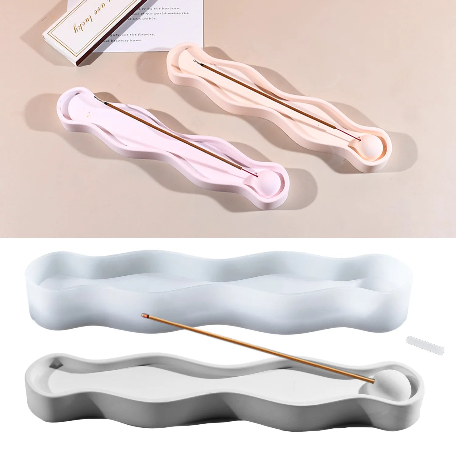 Proud Diy Wave Incense Tray Drop Glue Mold Zen Sleeping Incense Candlestick Decoration Silicone Mold