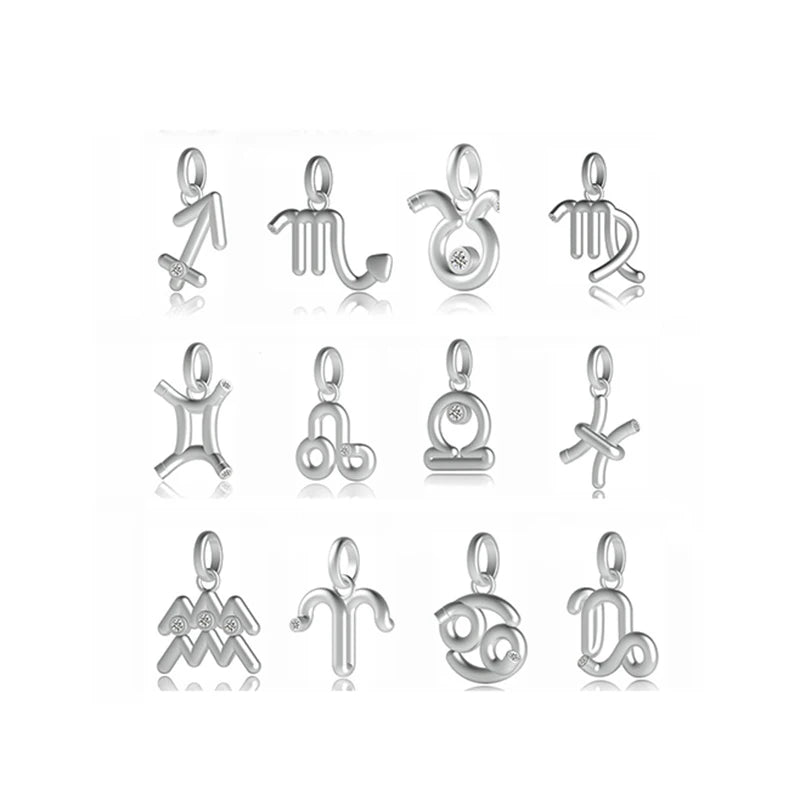 Pan Charms Bracelet 12 Constellations Horoscope Sign 925 Sterling Silver Fit Original Astrology Zodiac Star Bead for Women Jewel