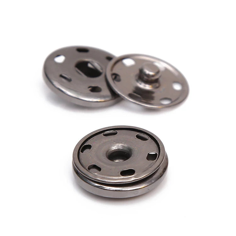 BRASS METAL Flat Snap Button for Leather Jacket Sequins Decoration Plating Technique Sew-On Snap Button