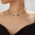 Zooying Sweet Cutout Five-pointed Star Necklace Natural Stone Splicing Necklace for Women