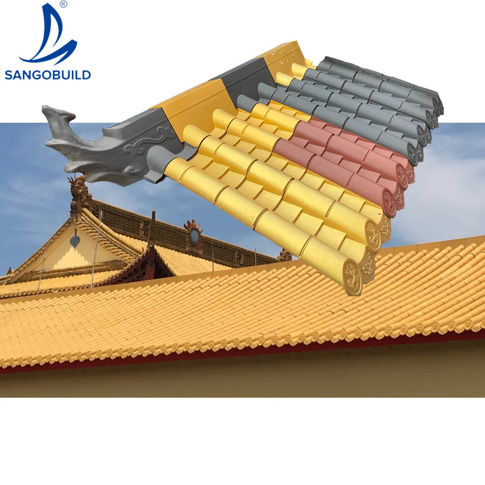 Chinese Traditional Roof Tile Antique Polymer Resin Clay Synthetic Resin Imitation Plastic for Villa