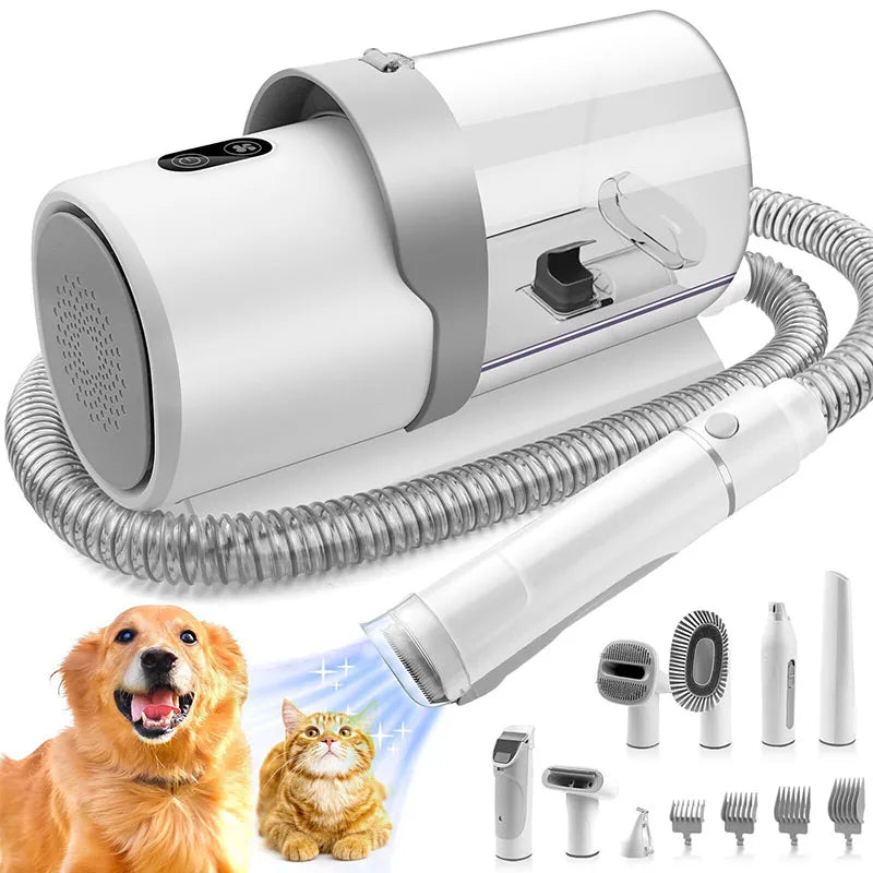 7 in 1 Vacuum Pet Grooming Kit Low Noise Pet Hair Suction 2.5L Vacuum Cleaner Dog Grooming Kit Set with 4 Hair Clipper Comb