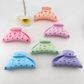 9cm Moon Shape Candy Colors Matte Hair Claws Non slip Ponytail Holder Plastic Claw Hair Clips with Rhinestone