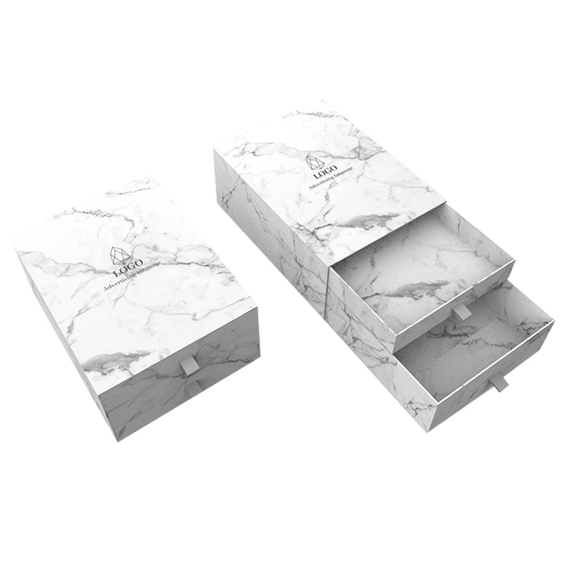 OMT Handmade Double Layers Drawer High-grade Marble Gift Box Bo Te Cadeau Emballage Paper Box Customized by Manufacturer