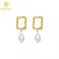 China Wholesale Stainless Steel 18K Gold Plated Jewelry En Acier Inoxydable Freshwater Pearl Drop Earring