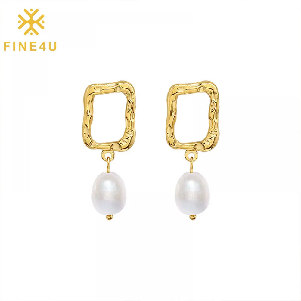 China Wholesale Stainless Steel 18K Gold Plated Jewelry En Acier Inoxydable Freshwater Pearl Drop Earring