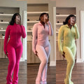 Sports Set Clothing Manufacture Custom Workout Fitness 2 Piece Leggings Set Yoga Jacket and Flare Pants Set Women Tracksuit