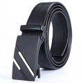 Factory OEM Custom Men's Business Gift Belt with Metal Automatic Buckle Lychee PU Leather Belts for Men