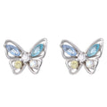925 Sterling Silver Cute Animal Mini butterfly Colorful Zircon Gold Plated Stud Earrings for Women