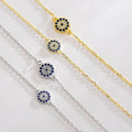 925 Sterling Silver Turkish Diamond Blue Eye Bracelet Gold Plated Vintage Evil Eyes Bracelet Women