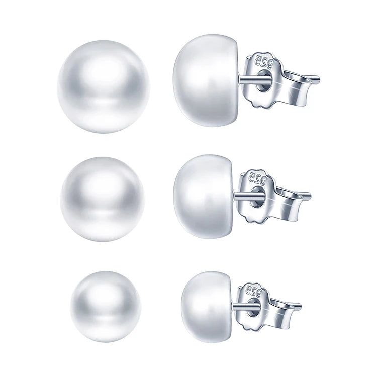 Women's 925 Sterling Silver Freshwater Pearl Stud Earrings Wholesale Jewelry Sets