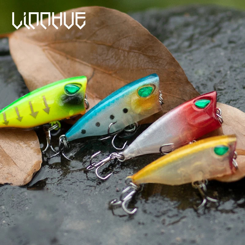 CHILENT Fishing Lure Floating Popper 3.2g 4.3cm Treble Hook Sound Bead Lure Fish Hard Bait Artificial Accessories Luya Fishing
