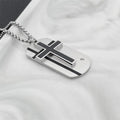 Classic Fashion Custom Smooth Dog Tags Pendant Stainless Steel Cross Enamel Necklace for Men