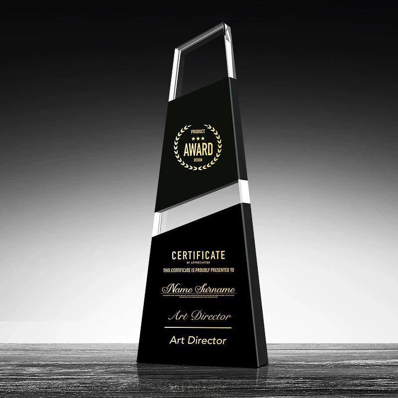 Luxury Custom Black Trophy Premium Crystal Plaque Employee Awards Anniversary Honor Appreciation Trophies and Medals