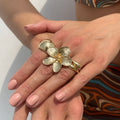 3Pcs/Set Trendy Smooth Water Drop Flower Rings for Women Casual Ladies Stackable Chunky Finger Rings Fashion Jewelry Accessories