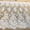 Exquisite Hand Beaded White African Mesh Lace Fabric Bridal Luxury Lace for Wedding Dress