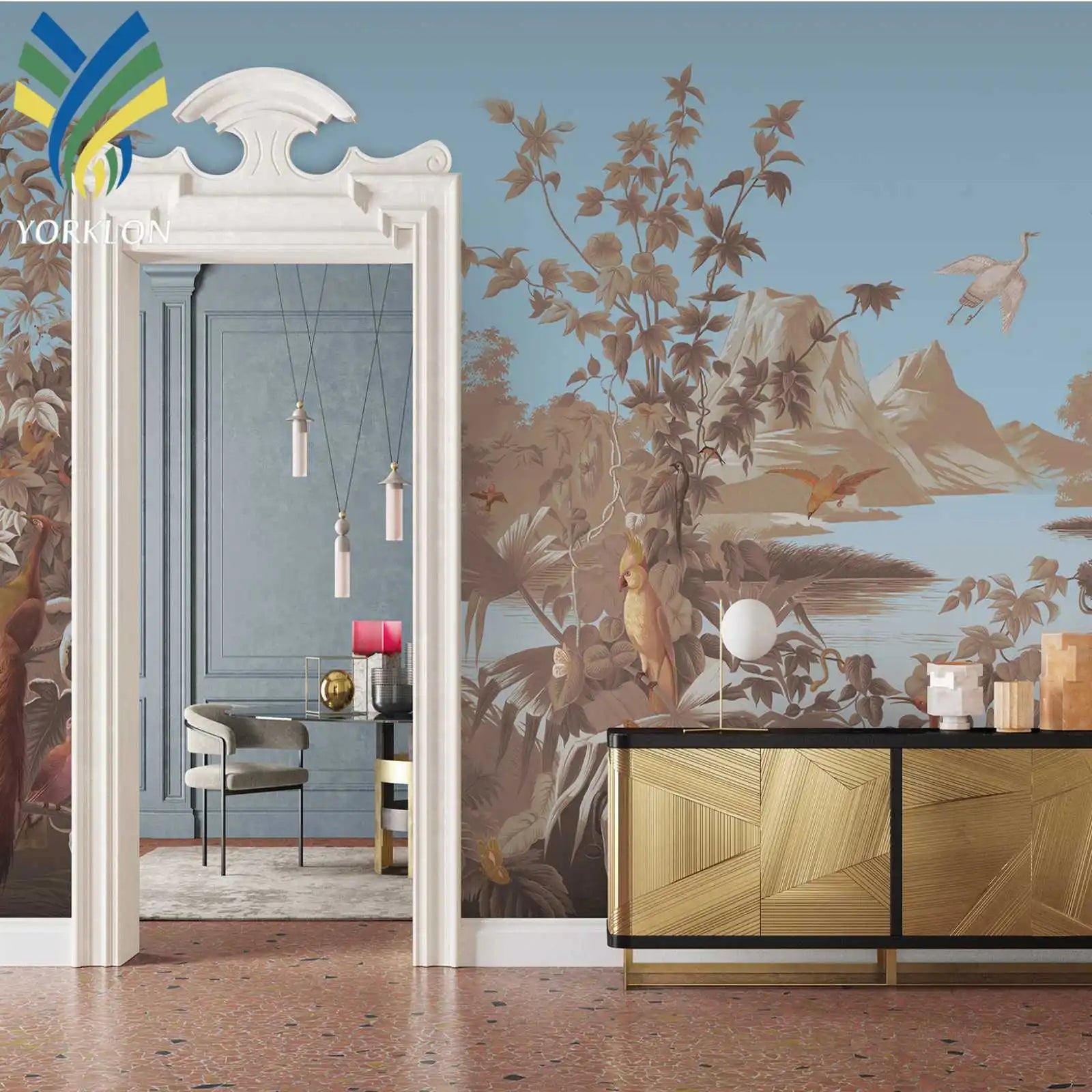 YKML 146 Custom 3D Forest Wallpaper Mural Modern Geometric Landscape Tree for Living Room Waterproof Wall Decor