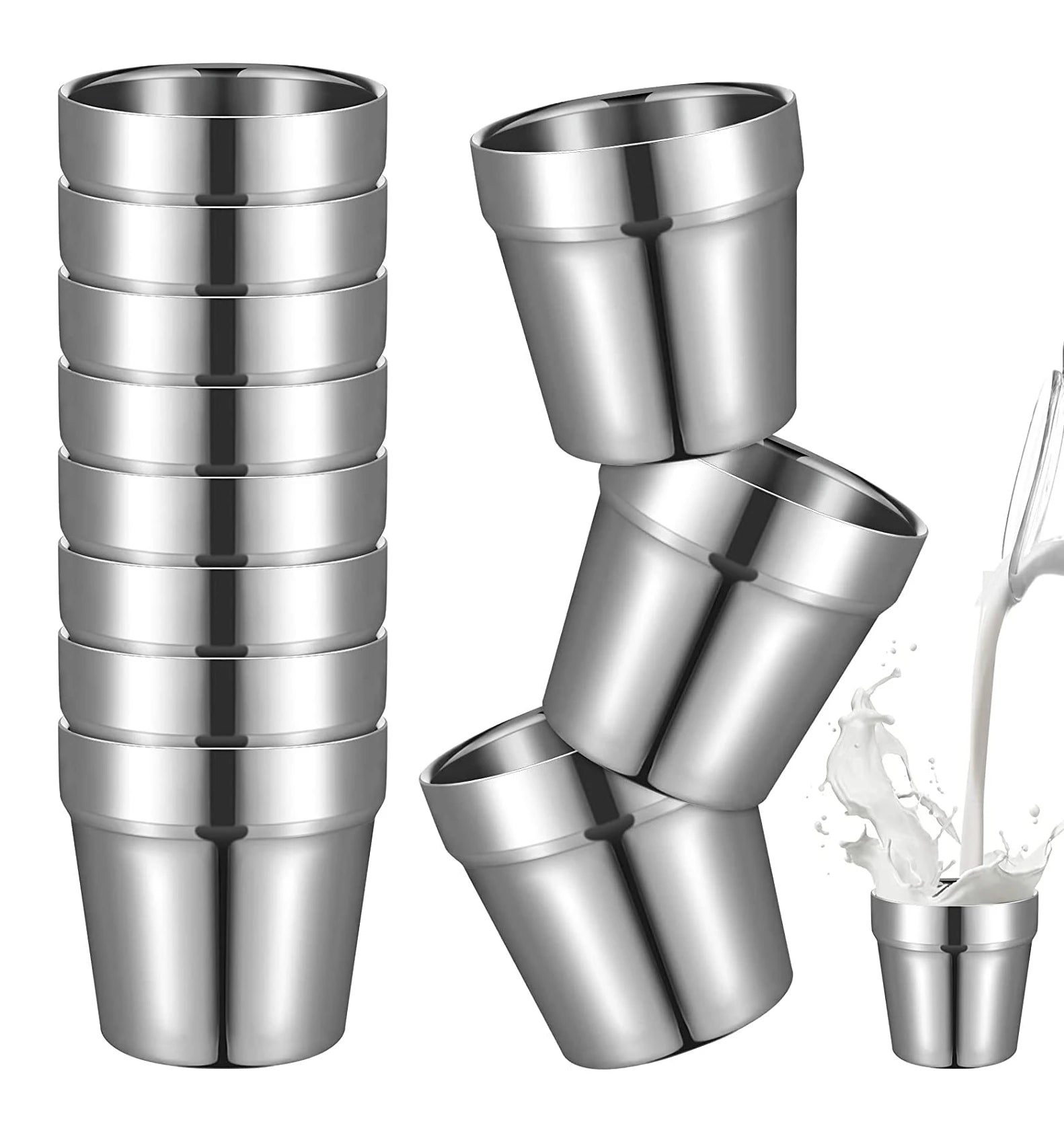 6 oz 304 Stainless Steel Double-Wall Gold Plated Stackable Drinking Mug for Kids and Adults Dishwasher Safe for Parties