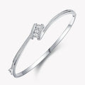 New Fashion 925 Sterling Silver Jewelry Single Cuff Bracelet Pave Zircon for Women Girls Bracelets & Bangles