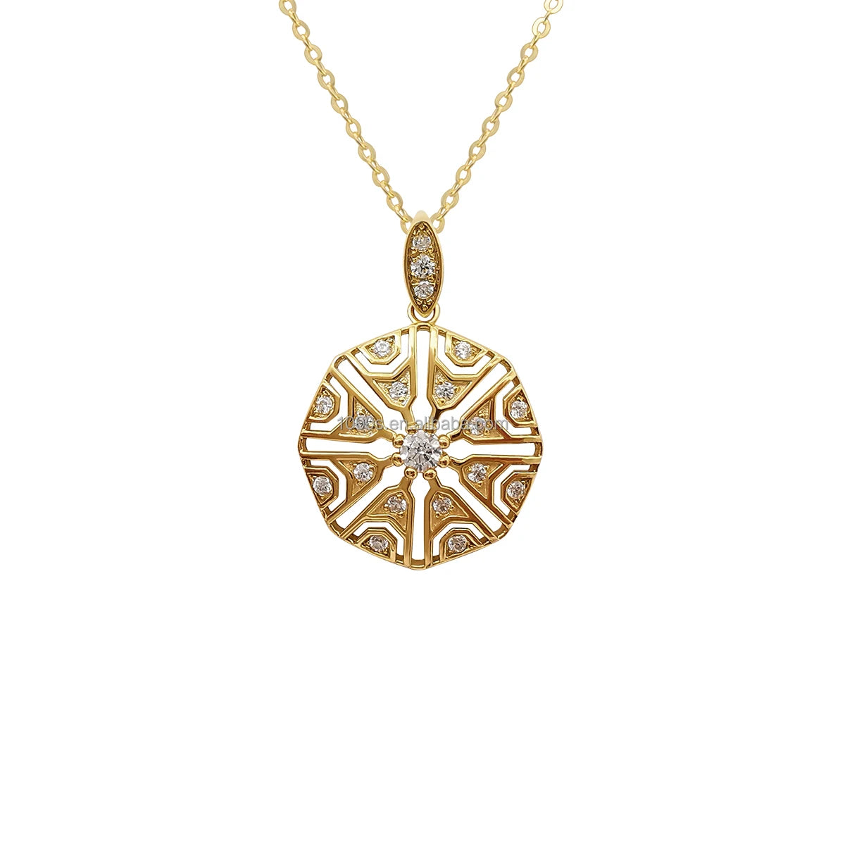 1000S Personalized 9k Real Gold Round Shape Necklace Pendant Necklace