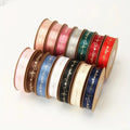 2.5cm Factory Wholesale Valentine's Day Flowers Packaging Materials Gold Stamping Decoration Ribbon