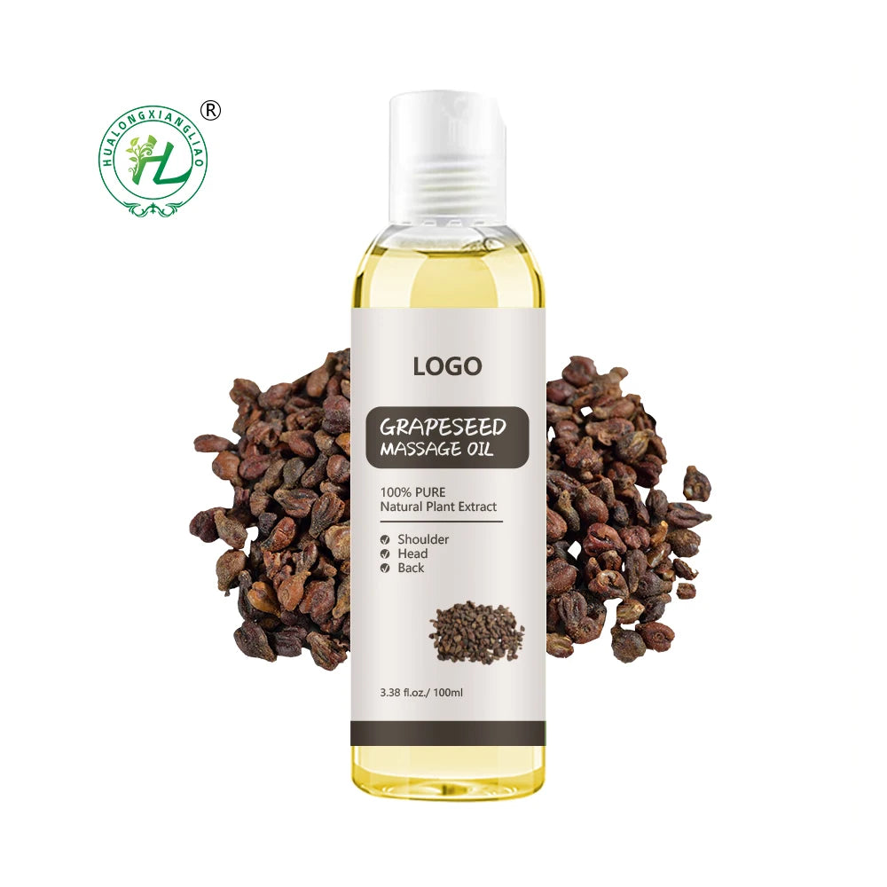 HL- Grape Seed Body Massage Oils Factory.100ml Pure Unrefined Therapy Grapeseed Massage Oil for Skin | Cold Pressed