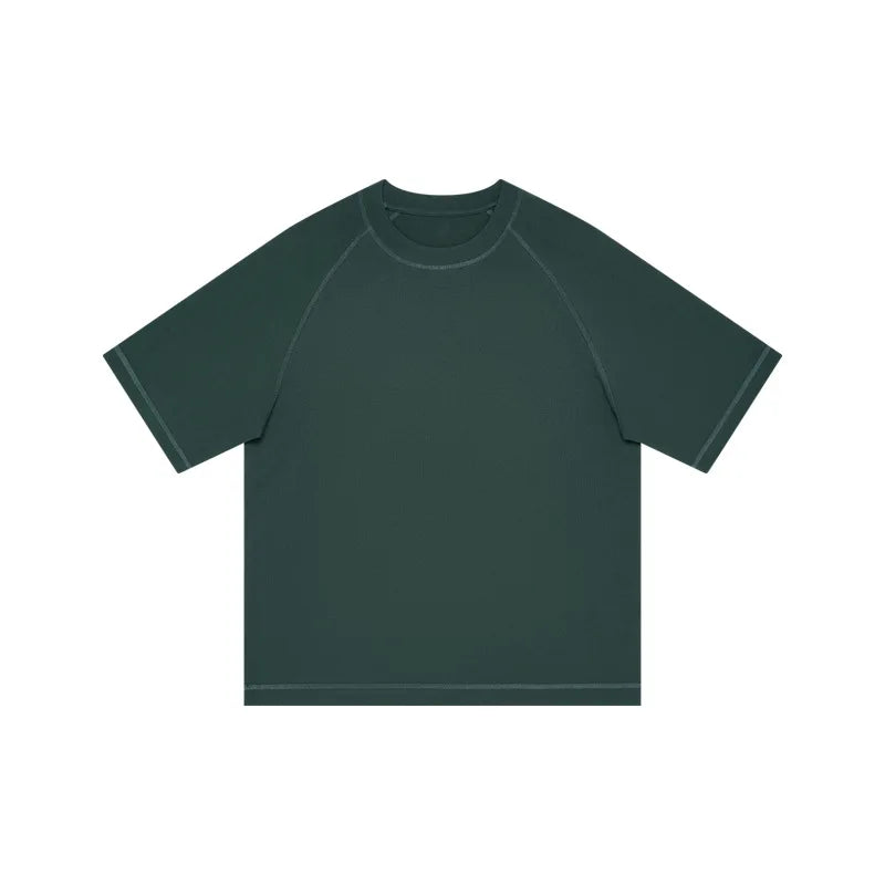 Men's Heavyweight Cotton Raglan Sleeve T-Shirt 240g Short-Sleeved Bottoming Shirt Digital Printing 100% Cotton Knitted Fabric