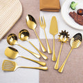 Gold Plated Stainless Steel Buffet Serving Set Large Spoons Forks Soup Ladle Cake Server for Hotel Wedding