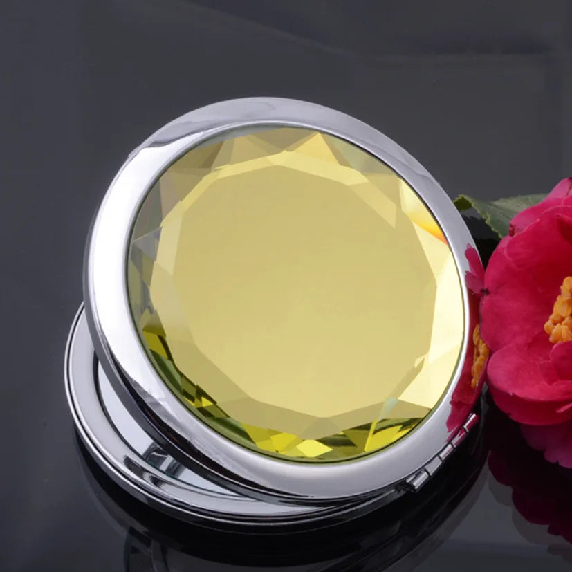 Round Double-sided Cosmetic Mirror Can Be Customized LOGO Crystal Folding Mirror Personalized Pocket Mirror