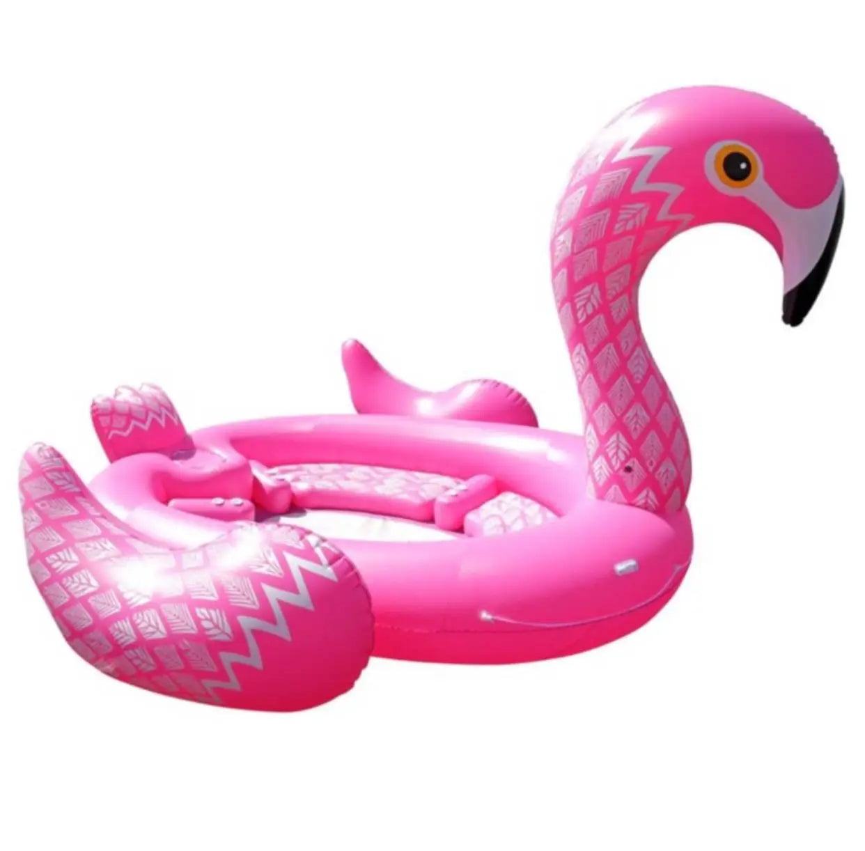 Big Eco-Friendly Inflatable PVC Flamingo Ride-On Drifting Surfing Pool Float for Summer Beach Party 1-5 Persons
