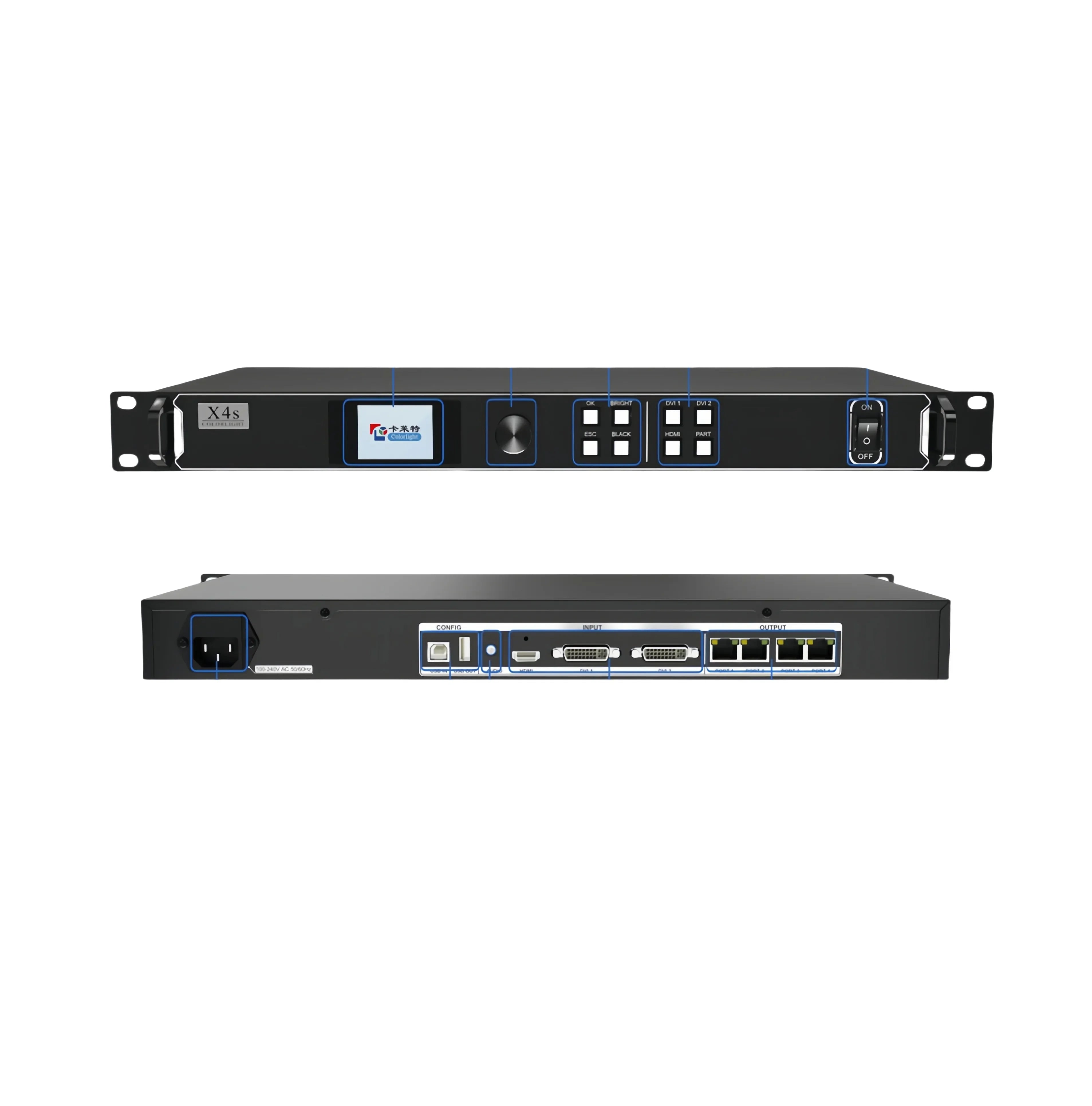 LED Display Professional Control Device Colorlight Playbox X4s Supports Arbitrary Splicing and Multi-transmitter Cascade