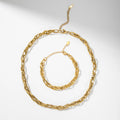 YF3563 Waterproof Jewelry Set Statement Stainless Steel Twisted Choker Necklace 18k Gold Plated Chunky Chain Necklace Bracelet
