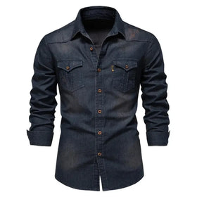 Men's Shirts Denim for Men Clothes Long Sleeve Cotton Slim Jeans Male Cowboy Man Shirt