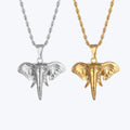Vintage Mens Punk Rolo Chain Elephant Necklaces High Quality 18k Gold Plated Jewelry Customized Stainless Steel Animal Necklace