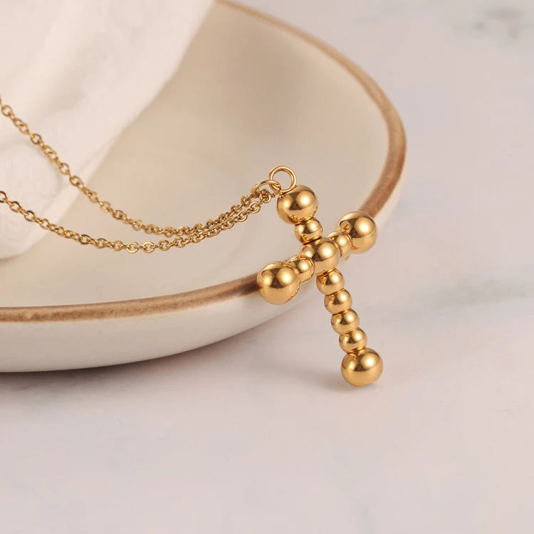 2024 New Christmas Gift Stainless Steel 18K Gold Plated Cross Pendant Necklaces for Women Men's Crosses Jewelry Necklace