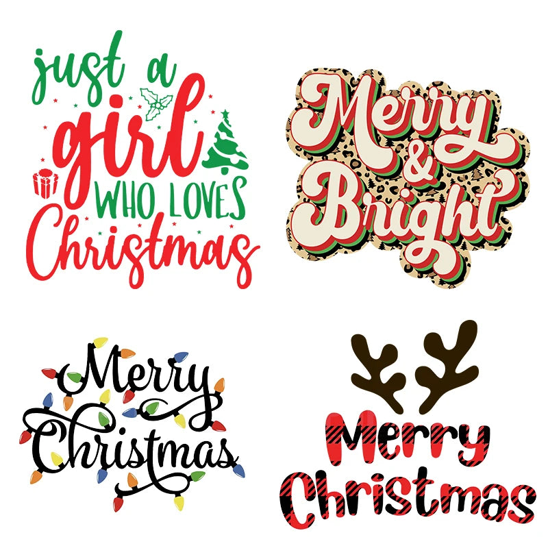 NO MOQ Custom Christmas Pattern Heat Transfers Design Transfer logo for T-shirt Uv Transfers for Cups Wraps