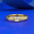 925 Sterling Silver Gold Plated 3x4mm Rectangular Solitaire with Single Diamond and Zirconia Ring