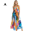 Couture Dress Summer Beach Breathable Long Lady Color Block Chiffon Casual Dress Maxi Floral Lady Elegant Dress