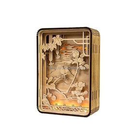 Cultural and Creative Gifts Wooden Carving Lights China-Chic 3D Decorative Table Lamps Enterprise Hand Gift Night Light