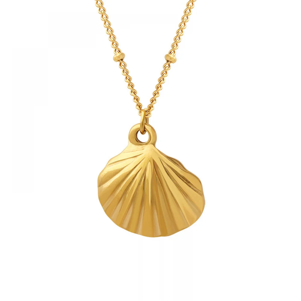 Boho Fashion Women Simple Jewelry Stainless Steel Gold Plated Ocean Jewelry Cowry Shell Necklace