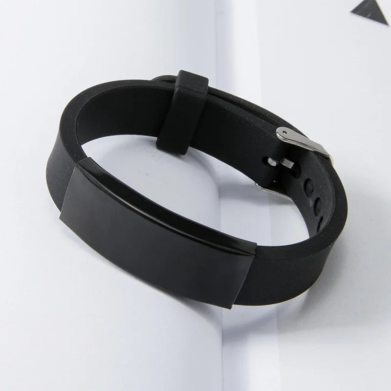 Korean Version Personality Trendy Stainless Steel  Engagement Silicone Bracelet Accessories LOGO Lettering Vekeklee Bangle