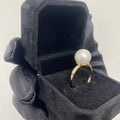 Luxury Jewelry 14K Yellow Gold 3A 11-11.5mm Natural Freshwater Pearl Ring Women Fine Pearl Jewelry